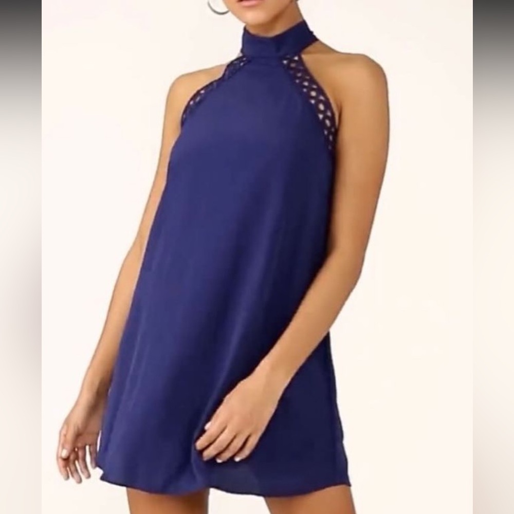 Navy blue halter dress (XS)